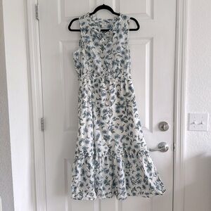 J Crew Blue and White Floral Dress Size 2